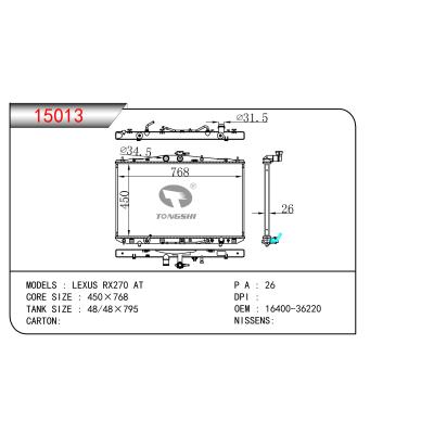 For TOYOTA LEXUS RX270 AT Radiator OEM:16400-36220 