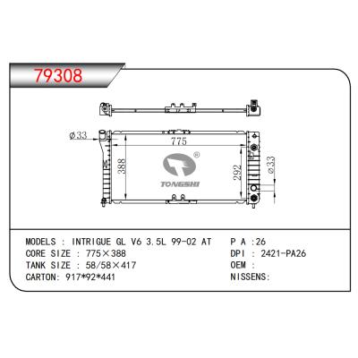 FOR INTRIGUE GL V6 3.5L 99-02 AT RADIATOR