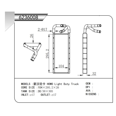 For   HOWO Light Duty Truck  HEATER