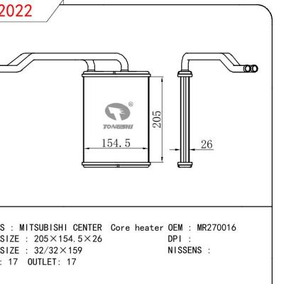 For MITSUBISHI MITSUBISHI CENTER Core heater OEM:MR270016