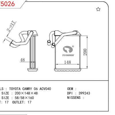 For TOYOTA TOYOTA CAMRY 06 ACV040