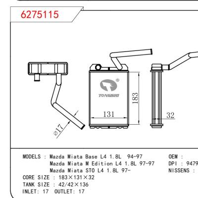 For MAZDA Mazda Miata Base L4 1.8L 94-97/Mazda Miata M Edition L4 1.8L 97-97/Mazda Miata STO L4 1.8L 97-