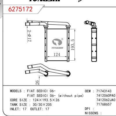 For FIAT FIAT SEDICI 06-/FIAT SEDICI 06- (without pipe) OEM:71743143/7412060PA0/7412062JA0/71768657