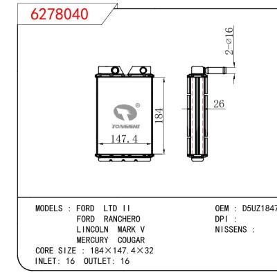 For FORD FORD LTD II/FORD RANCHERO/LINCOLN MARK V MERCURY COUGAR OEM:D5UZ18476A