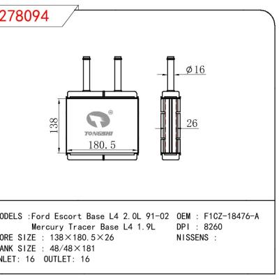 For FORD Ford Escort Base L4 2.0L 91-02/Mercury Tracer Base L4 1.9L OEM:F1CZ-18476-A