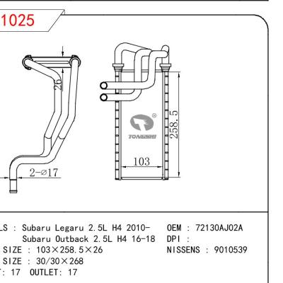 For SUBARU Subaru Legaru 2.5L H4 2010-/Subaru Outback 2.5L H4 16-18 OEM:72130AJ02A