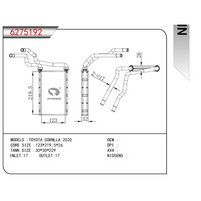 FOR TOYOTA CORNLLA 2020 HEATER