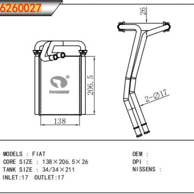 FOR FIAT HEATER