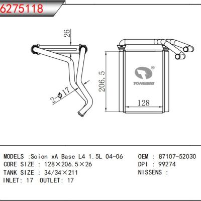 FOR Scion xA Base L4 1.5L 04-06 HEATER