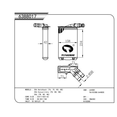 FOR 306 Hatchback (7A, 7C, N3, N5)  306 Convertible (7D, N3, N5)  306 (7B, N3, N5) MECHANICAL HEATER