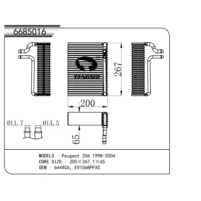 For  Peugeot 206 1998-2004 EVAPORATOR