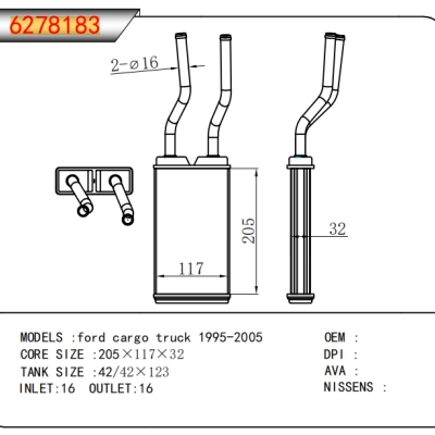 FOR ford cargo truck 1995-2005 HEATER
