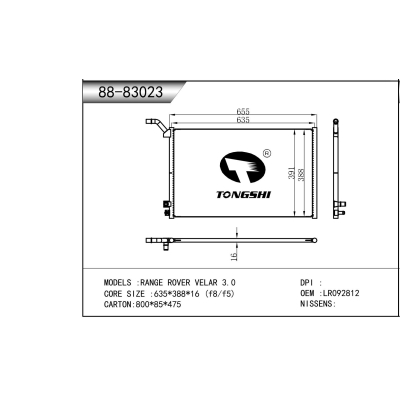 For RANGE ROVER VELAR 3.0  Condenser