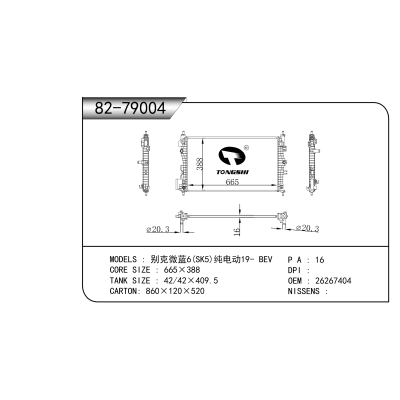 For  Buick Velite 6(SK5)19- BEV Radiator