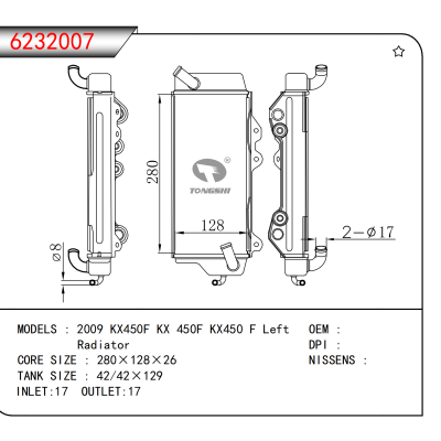 For 2009 KX450F KX 450F KX450 F Left/ Radiator