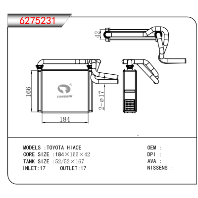For TOYOTA HIACE