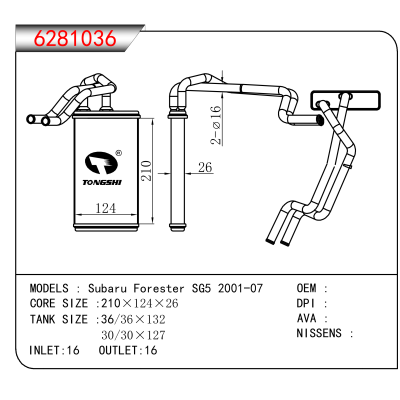For Subaru Forester SG5 2001-07