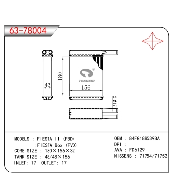 FOR FIESTA II (FBD) ;FIESTA Box (FVD) HEATER