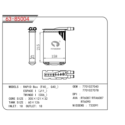 FOR RAPID Box (F40_, G40_) ESPACE I (J11_) TWINGO I (C06_) HEATER