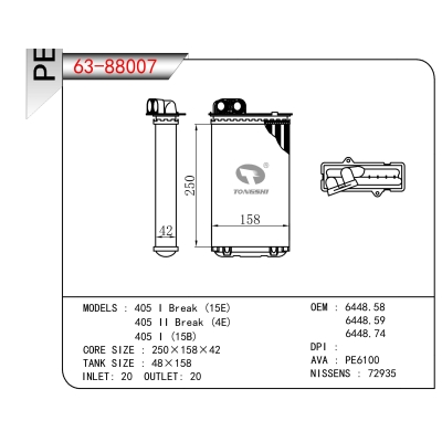 FOR 405 I Break (15E) 405 II Break (4E) 405 I (15B) HEATER