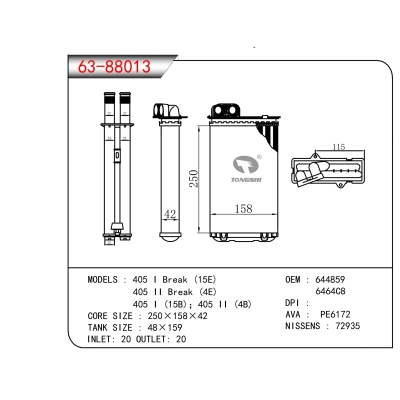 FOR 405 I Break (15E) 405 II Break (4E) 405 I (15B);405 II (4B) HEATER
