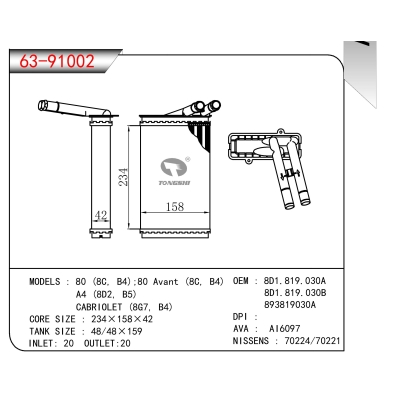 FOR 80 (8C, B4);80 Avant (8C, B4) A4 (8D2, B5) CABRIOLET (8G7, B4) HEATER