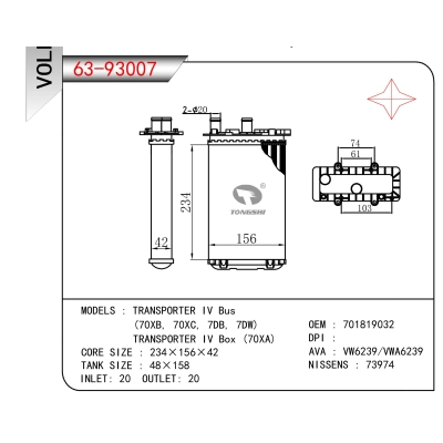 FOR TRANSPORTER IV Bus (70XB, 70XC, 7DB, 7DW) TRANSPORTER IV Box (70XA) HEATER