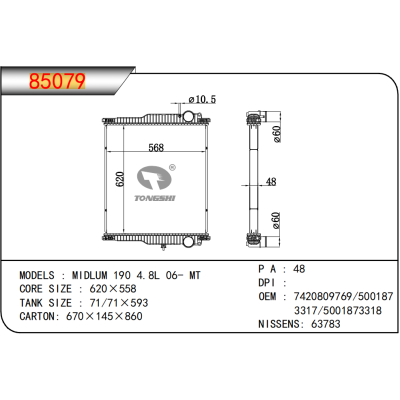 FOR MIDLUM 190 4.8L 06- MT RADIATOR